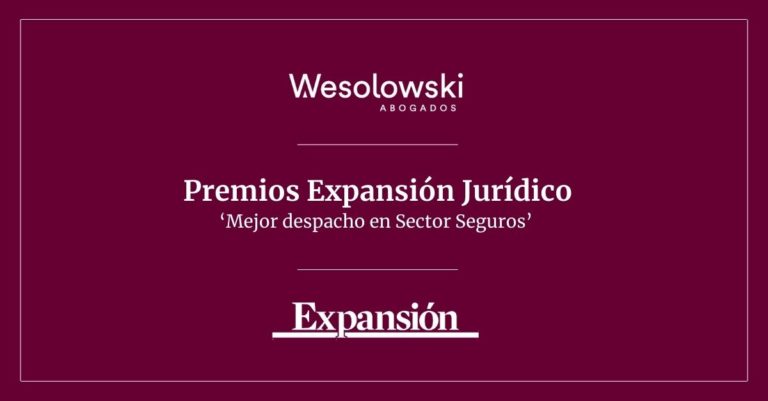 Wesolowski Abogados, nuevamente finalista en la categoría ‘Mejor despacho del Sector Seguros’ de los Premios Expansión Jurídico